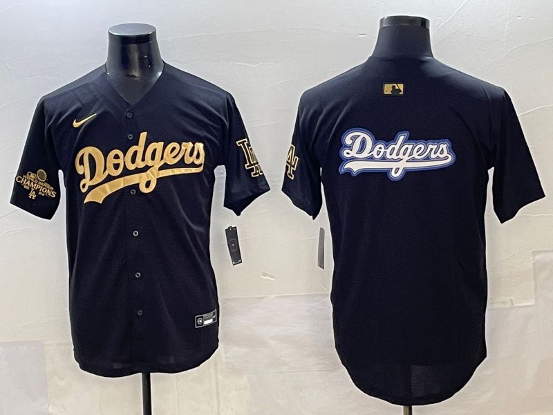 Men Los Angeles Dodgers Blank Black Gold Nike MLB Jersey style 0020->->MLB Jersey
